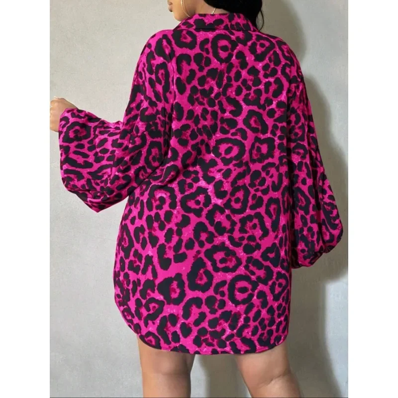 Plus Size 1XL-5XL Women Fashion Purple Leopard Blouse Shirt Ladies Casual Coat Print Graphic Loose Coat Long Women Clothing - Image 5