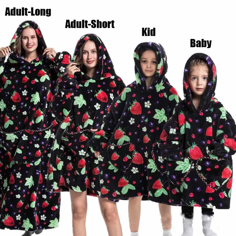 Plush Fleece Family Matching Hoodie Girl Sweatshirt Homewear Men Women Children Thick Pullover Oversize Winter Sherpa Blanket - Image 22