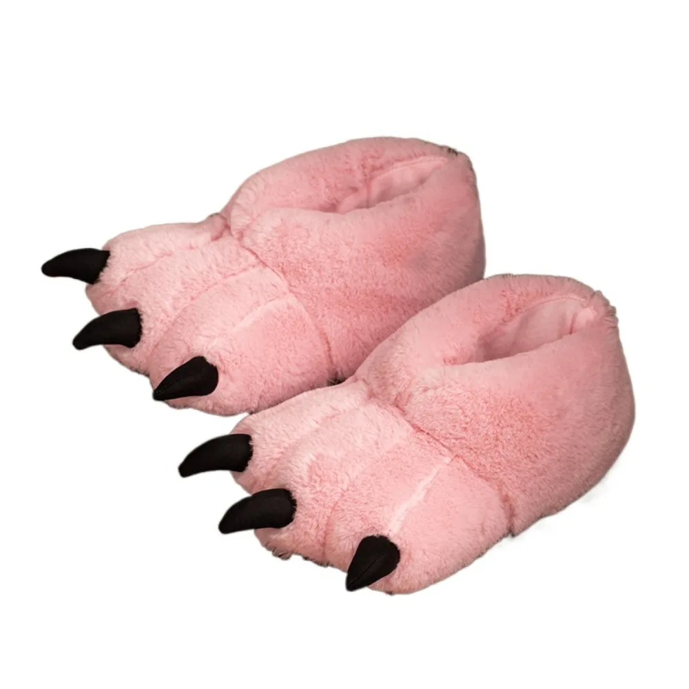Cute Cartoon Winter Tiger Claw Slippers Large Furry Plush Cat Paw Boots - Image 7