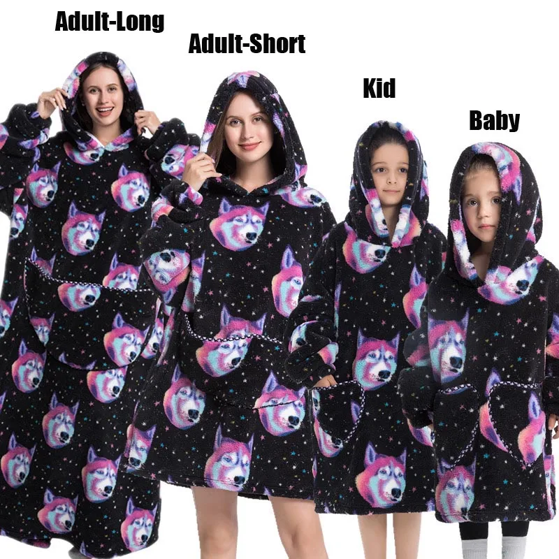 Plush Fleece Family Matching Hoodie Girl Sweatshirt Homewear Men Women Children Thick Pullover Oversize Winter Sherpa Blanket - Image 28