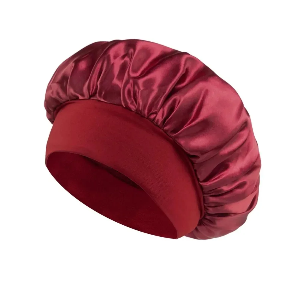 1pcs Soft Silk Satin Lined Bonnet Large Satin Hair Bonnet Household Sleep Shower Cap Hair Wrap Cover for Long Hair Salon Tool - Image 5