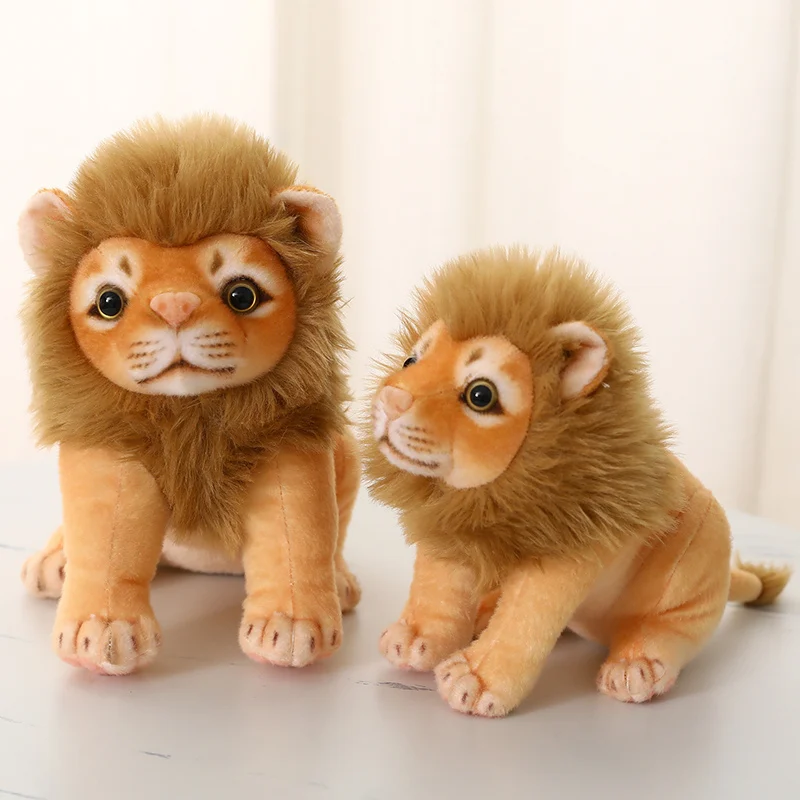 23/28cm Simulation Male Lion Plush Toys Lifelike Panthera Leo Stuffed Dolls Cute King of Grassland Room Decor Kids Birthday Gift - Image 2
