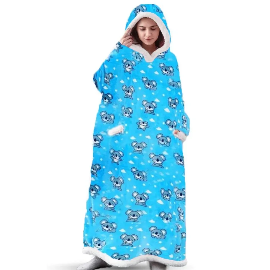 Super Long Flannel Blanket with Sleeves Winter Hoodies Sweatshirt Women Men Pullover Fleece Giant TV Blanket Oversized New - Image 11