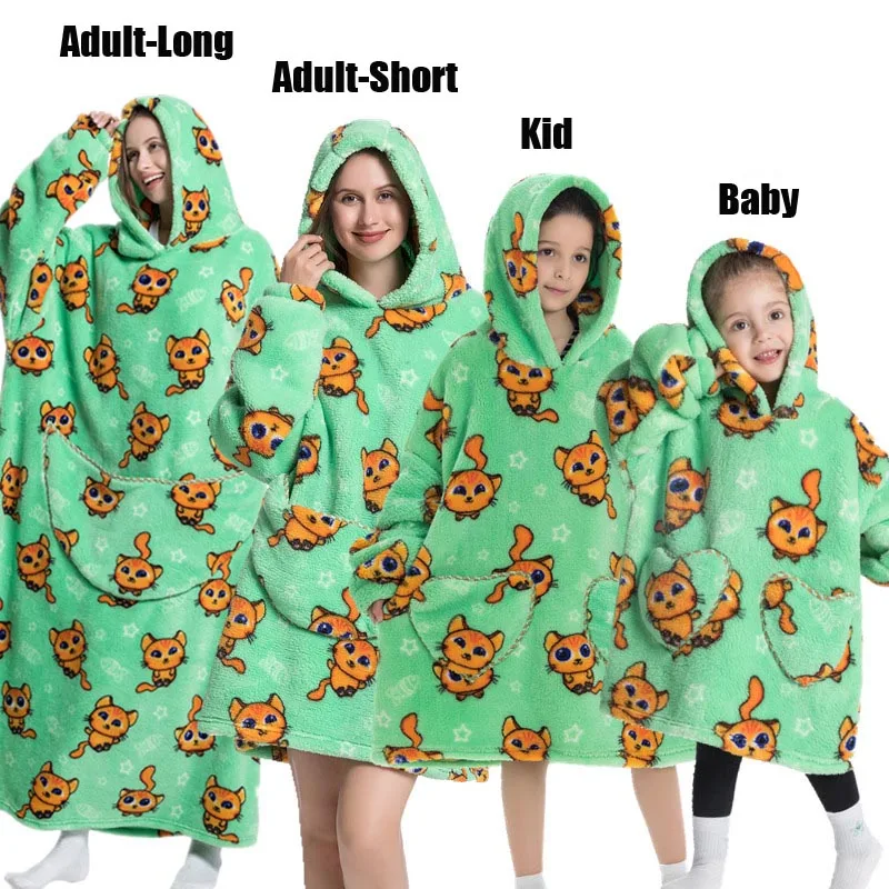 Plush Fleece Family Matching Hoodie Girl Sweatshirt Homewear Men Women Children Thick Pullover Oversize Winter Sherpa Blanket - Image 26