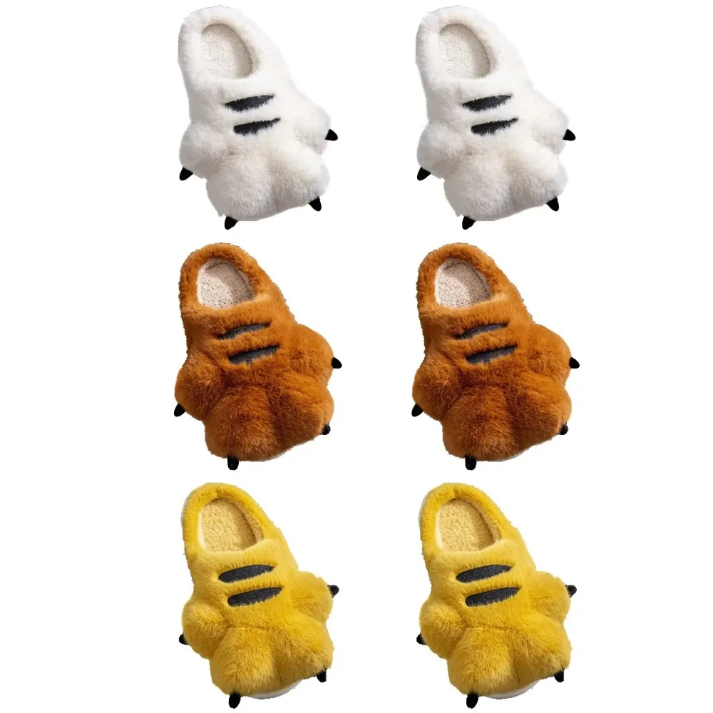 Cartoon Tiger Claw Plush Slippers | Warm Anti-Slip Bear Paw House Shoes - Image 5
