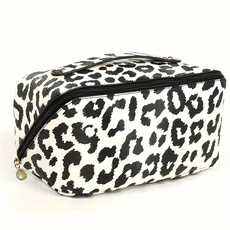 PU Leopard Print Pillow Makeup Bag Large Capacity Cosmetic Storage Bag Portable Travel Toiletry Bag - Image 5