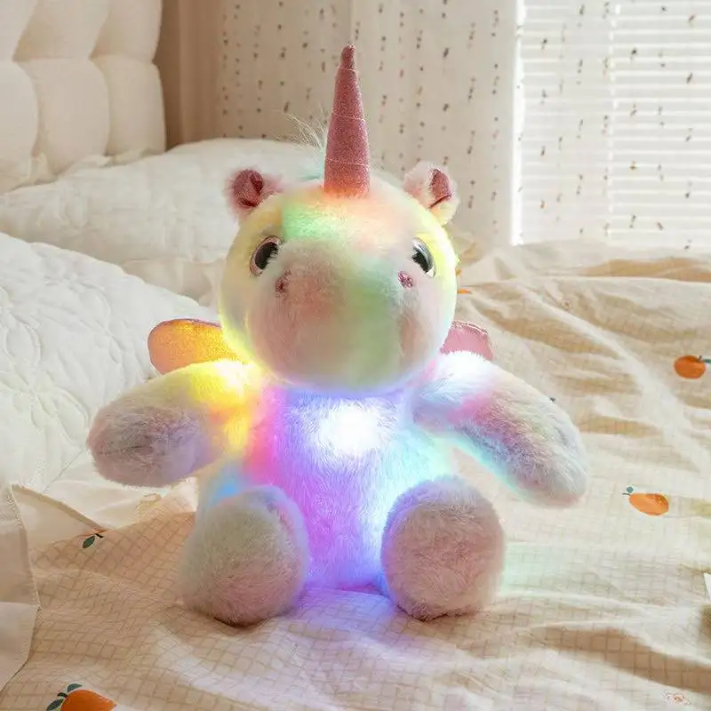 The latest luminous unicorn horse Kawaii plush toy figurine doll cartoon anime cute companion sleeping children gift doll - Image 2
