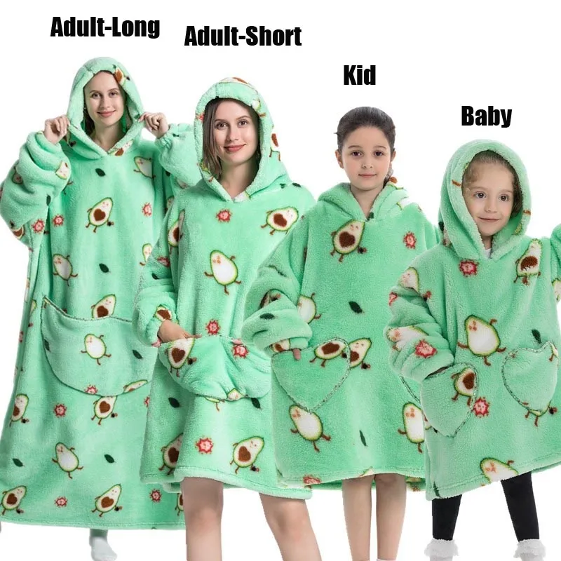 Plush Fleece Family Matching Hoodie Girl Sweatshirt Homewear Men Women Children Thick Pullover Oversize Winter Sherpa Blanket - Image 35