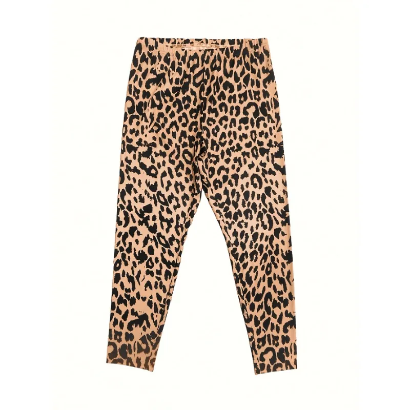 Plus Size Women Leggings Streetwear Fashionable Leopard Print Trousers with Slim Fit and Tight Fit Elastic Waistband Pants - Image 4