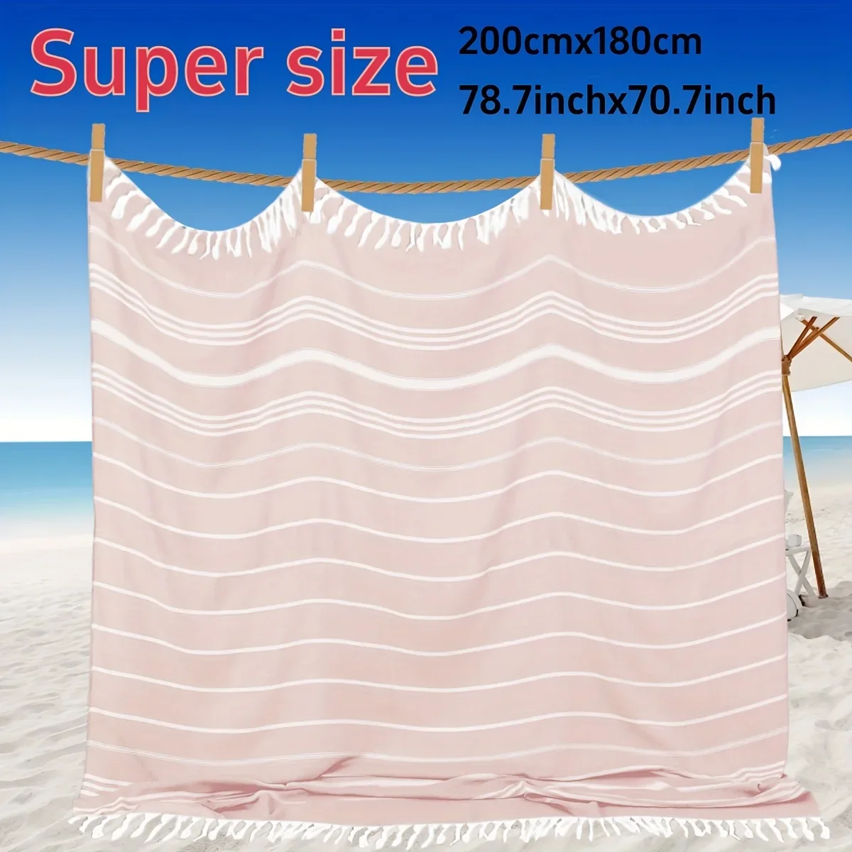 Giant Turkish Towel Extra Large Bohemian Blanket Quick Dry Sand Resistant Soft Thin Compact Adult Outdoor Beach Daily Use Gear - Image 11