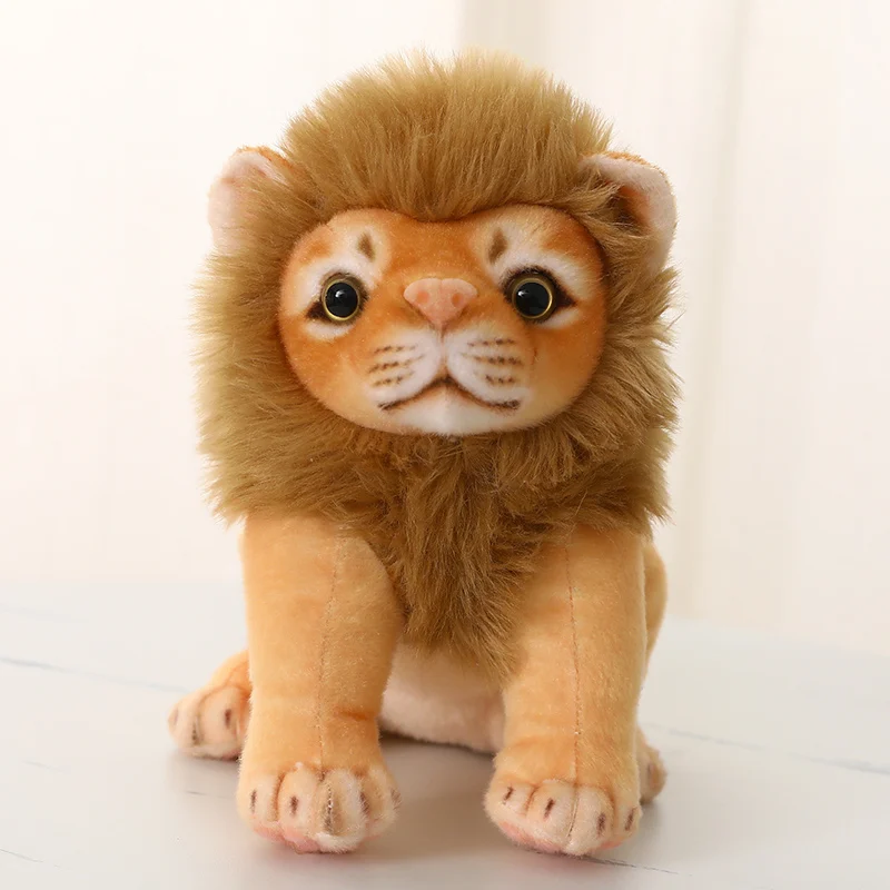 23/28cm Simulation Male Lion Plush Toys Lifelike Panthera Leo Stuffed Dolls Cute King of Grassland Room Decor Kids Birthday Gift - Image 7