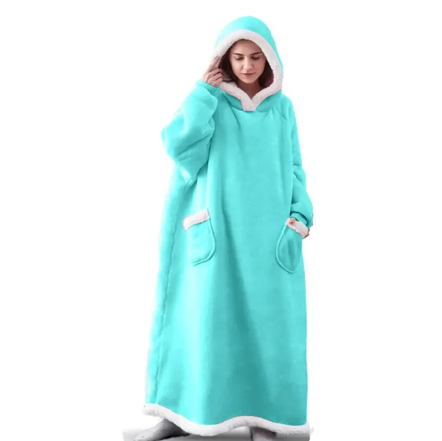 Super Long Flannel Blanket with Sleeves Winter Hoodies Sweatshirt Women Men Pullover Fleece Giant TV Blanket Oversized New - Image 13