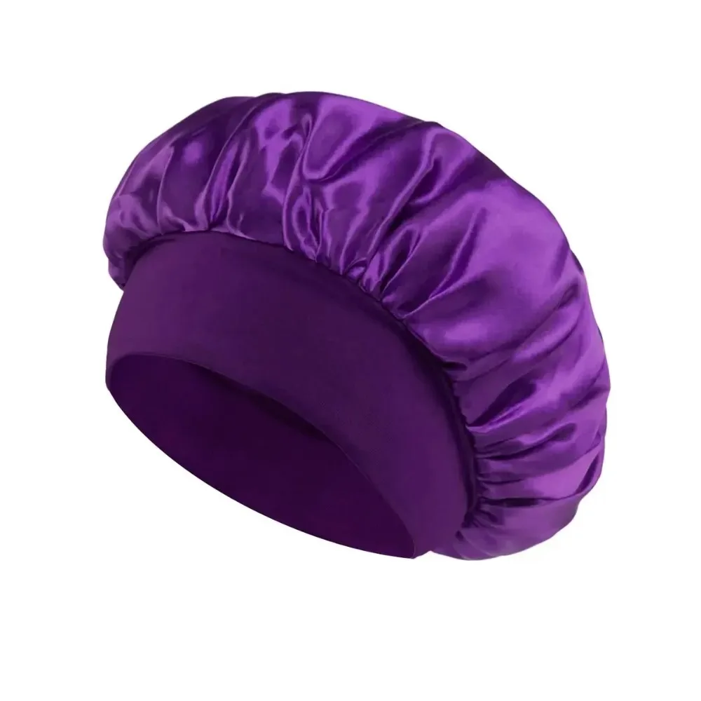 1pcs Soft Silk Satin Lined Bonnet Large Satin Hair Bonnet Household Sleep Shower Cap Hair Wrap Cover for Long Hair Salon Tool - Image 7