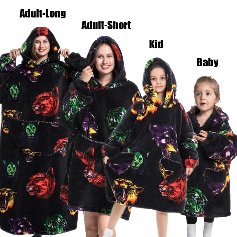 Plush Fleece Family Matching Hoodie Girl Sweatshirt Homewear Men Women Children Thick Pullover Oversize Winter Sherpa Blanket - Image 18