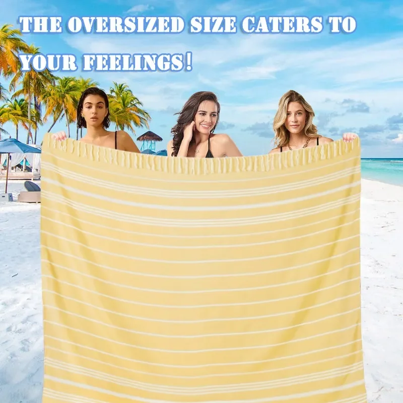 Giant Turkish Towel Extra Large Bohemian Blanket Quick Dry Sand Resistant Soft Thin Compact Adult Outdoor Beach Daily Use Gear - Image 5
