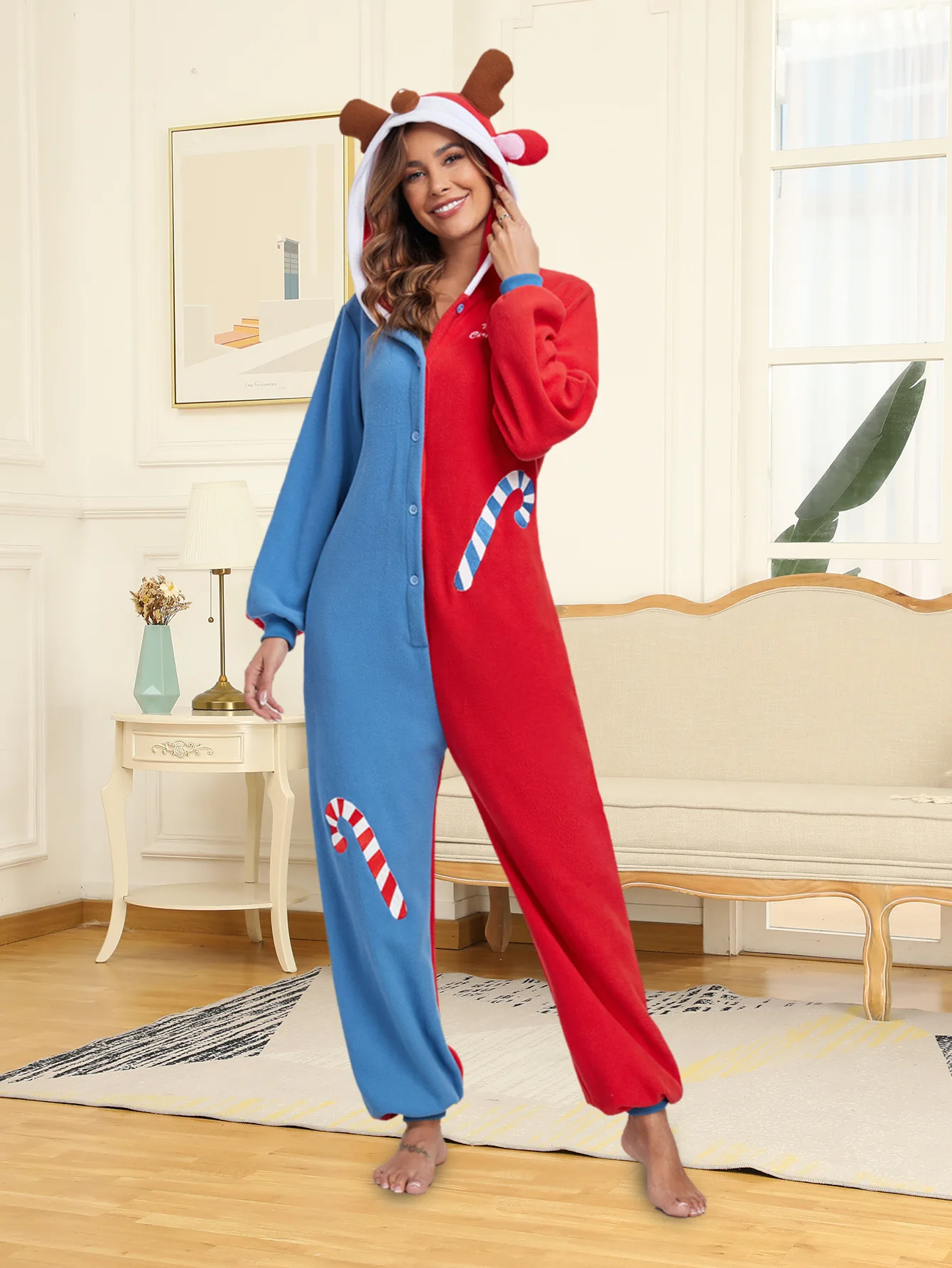 Milk Loong Cartoon Onesie For Women With Zipper Hooded Onesie Homewear Flannel Cartoon Pajamas - Image 8