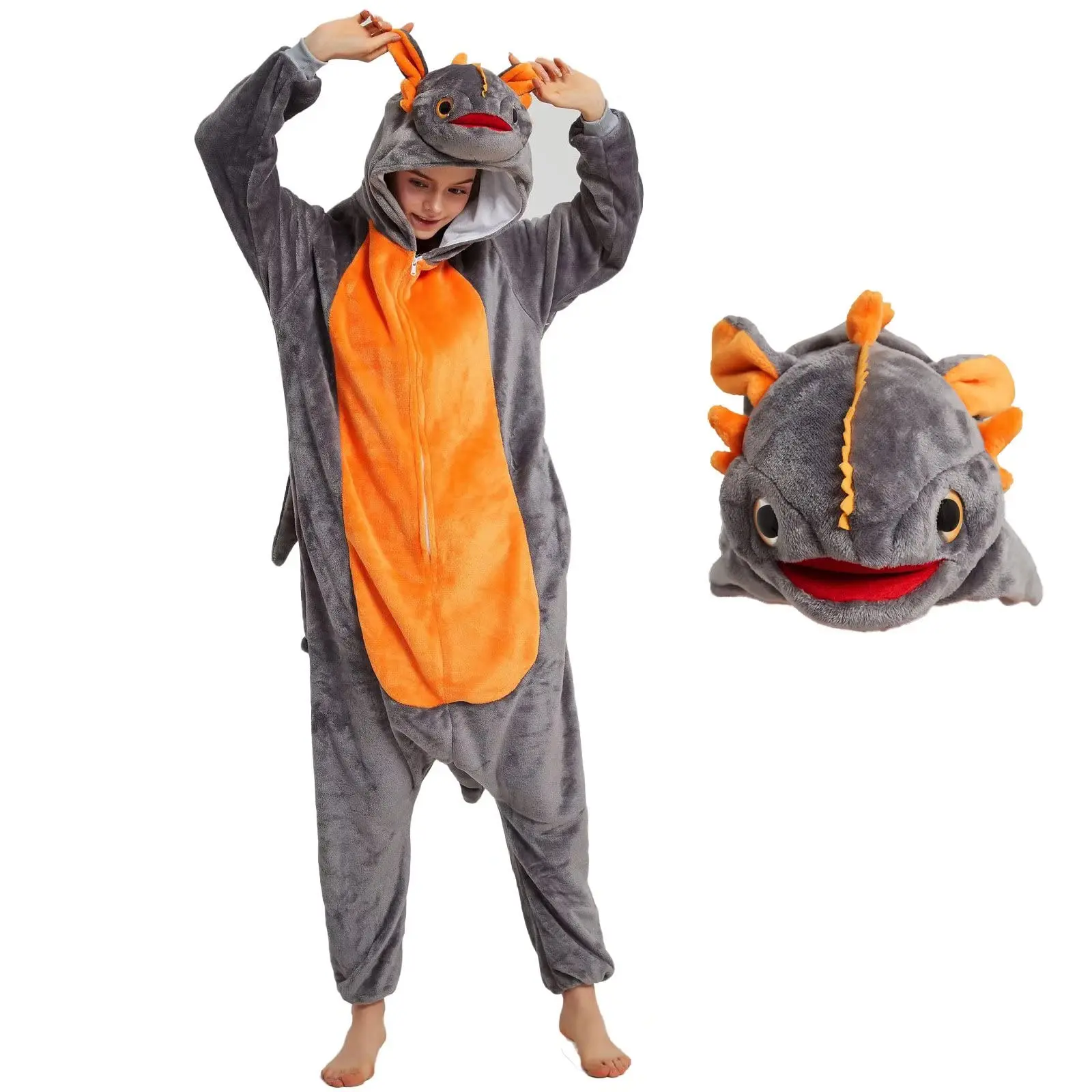 P-jsmen Toothless Pajamas with Shoes Animal Dragon Train Flannel Costume Winter Plush Onesie PJS Cosplay Family Woman Adult - Image 8