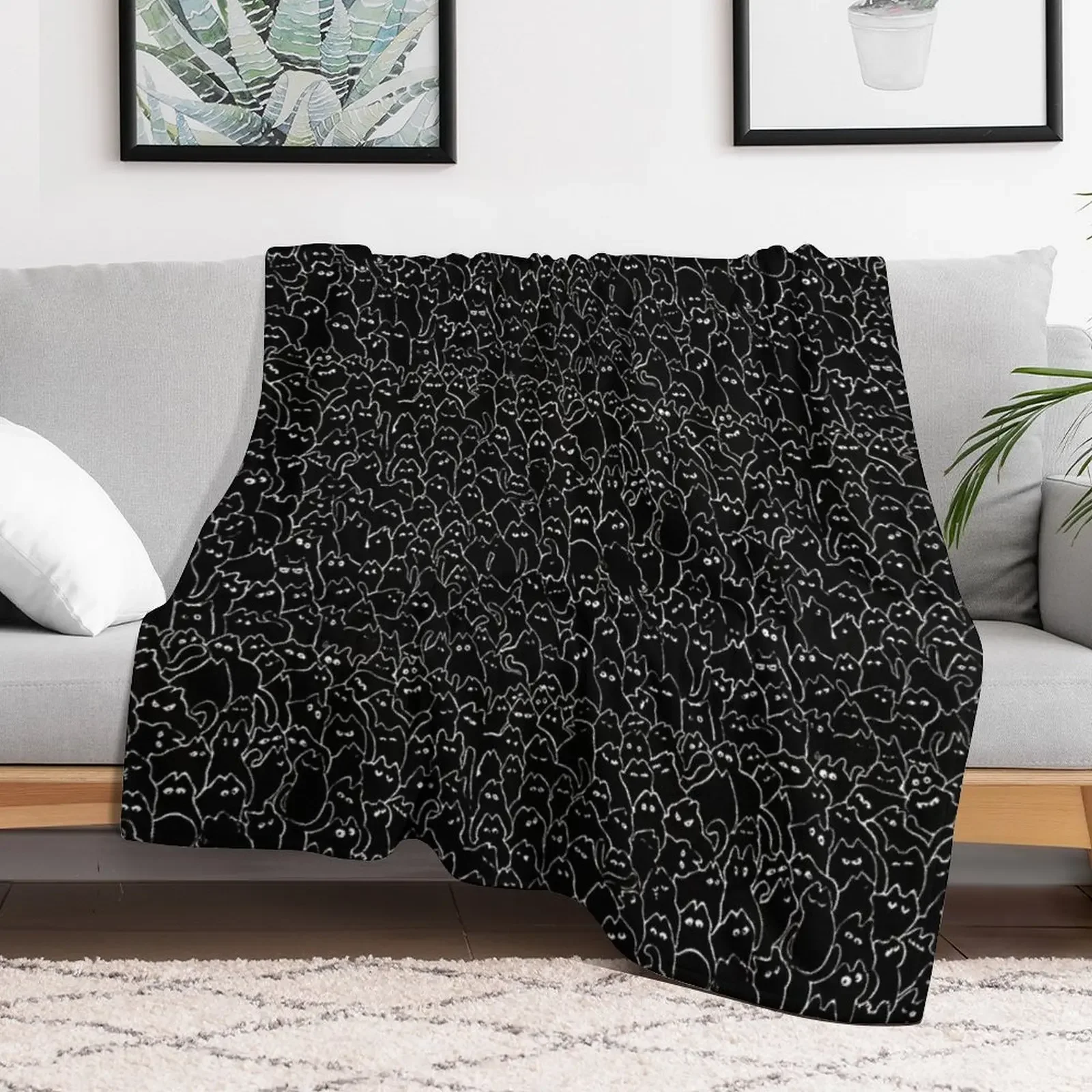 Fat black cats pattern Throw Blanket Flannel Fleece Soft Warm Throw Blanket - Image 2