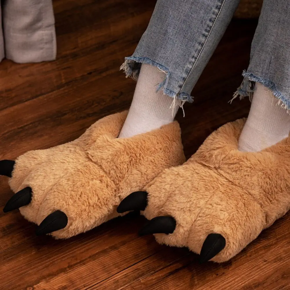 Cartoon Winter Tiger Claw Slippers – Large Furry Cosplay Home Shoes Cartoon Tiger Claw Slippers - Image 2