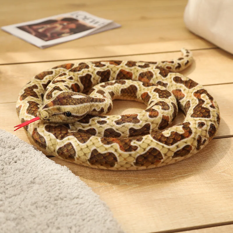 2M/3M Real Life Snake Plush Toy Giant Piebald Snake Stuffed Long Snake Plush Brown Yellow Green Creative Decor Gift - Image 4