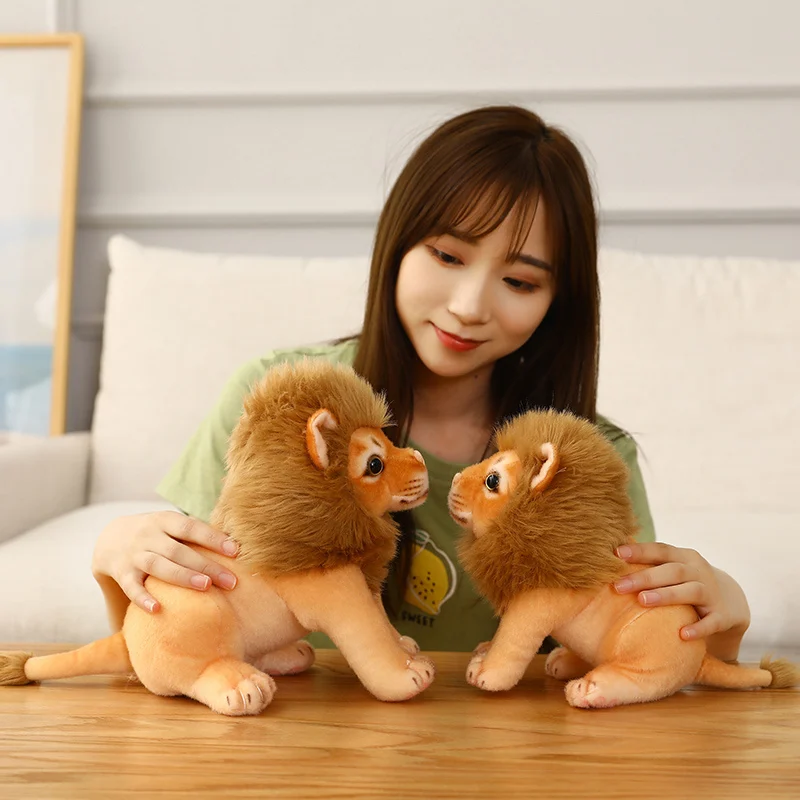 23/28cm Simulation Male Lion Plush Toys Lifelike Panthera Leo Stuffed Dolls Cute King of Grassland Room Decor Kids Birthday Gift - Image 4