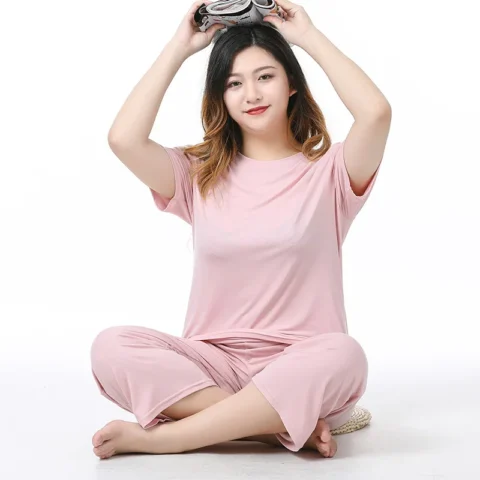 XL-6XL Big Size Pajamas For Women Comfortable Modal Sleepwear Set Summer Short Sleeve Nightwear Pyjamas Woman Home Clothes