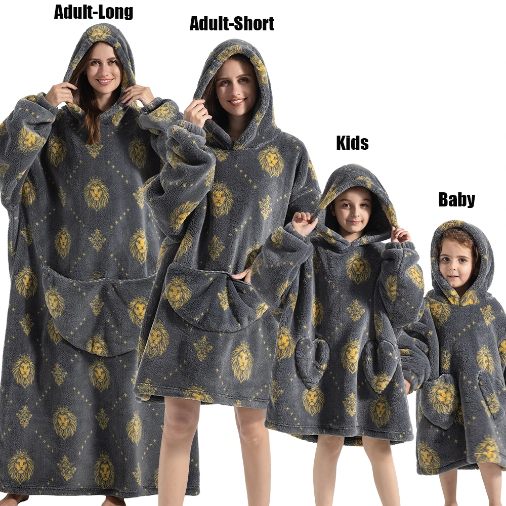 Plush Fleece Family Matching Hoodie Girl Sweatshirt Homewear Men Women Children Thick Pullover Oversize Winter Sherpa Blanket - Image 12