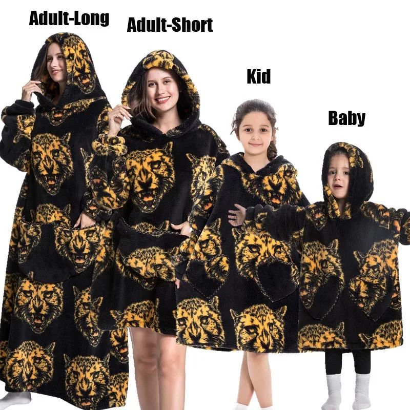 Plush Fleece Family Matching Hoodie Girl Sweatshirt Homewear Men Women Children Thick Pullover Oversize Winter Sherpa Blanket - Image 20