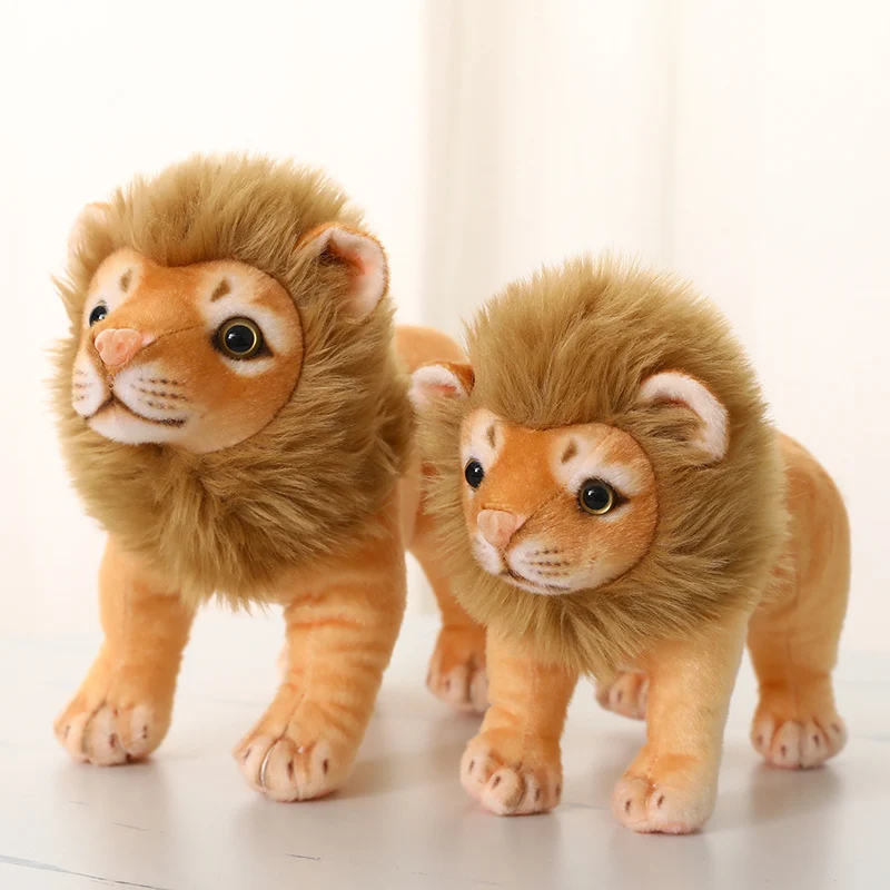 23/28cm Simulation Male Lion Plush Toys Lifelike Panthera Leo Stuffed Dolls Cute King of Grassland Room Decor Kids Birthday Gift - Image 3