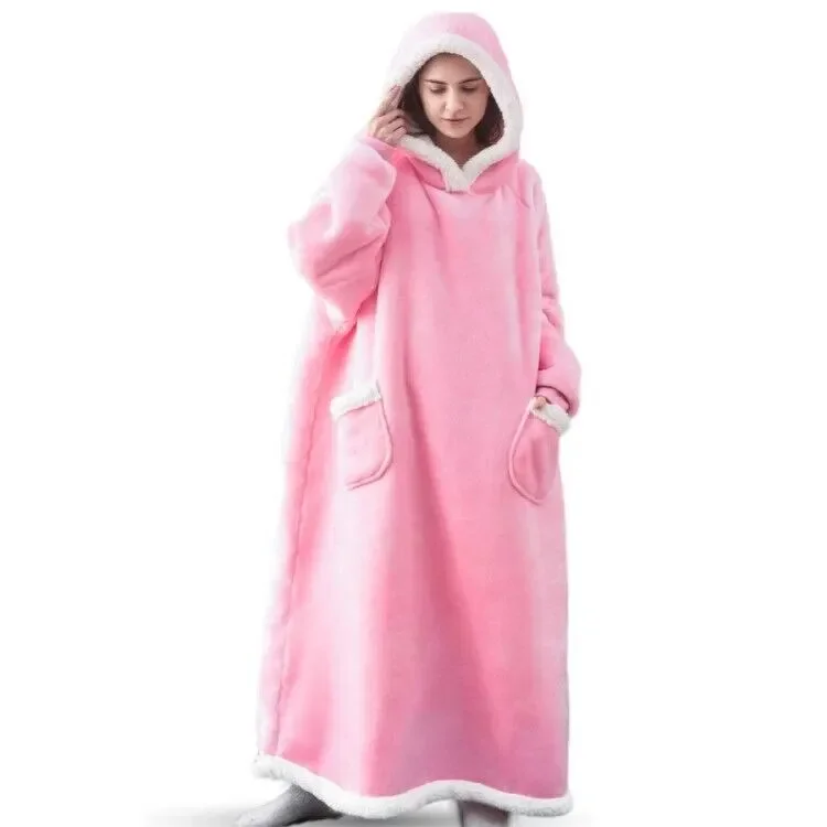 Super Long Flannel Blanket with Sleeves Winter Hoodies Sweatshirt Women Men Pullover Fleece Giant TV Blanket Oversized New - Image 16