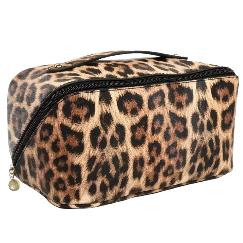 PU Leopard Print Pillow Makeup Bag Large Capacity Cosmetic Storage Bag Portable Travel Toiletry Bag - Image 6