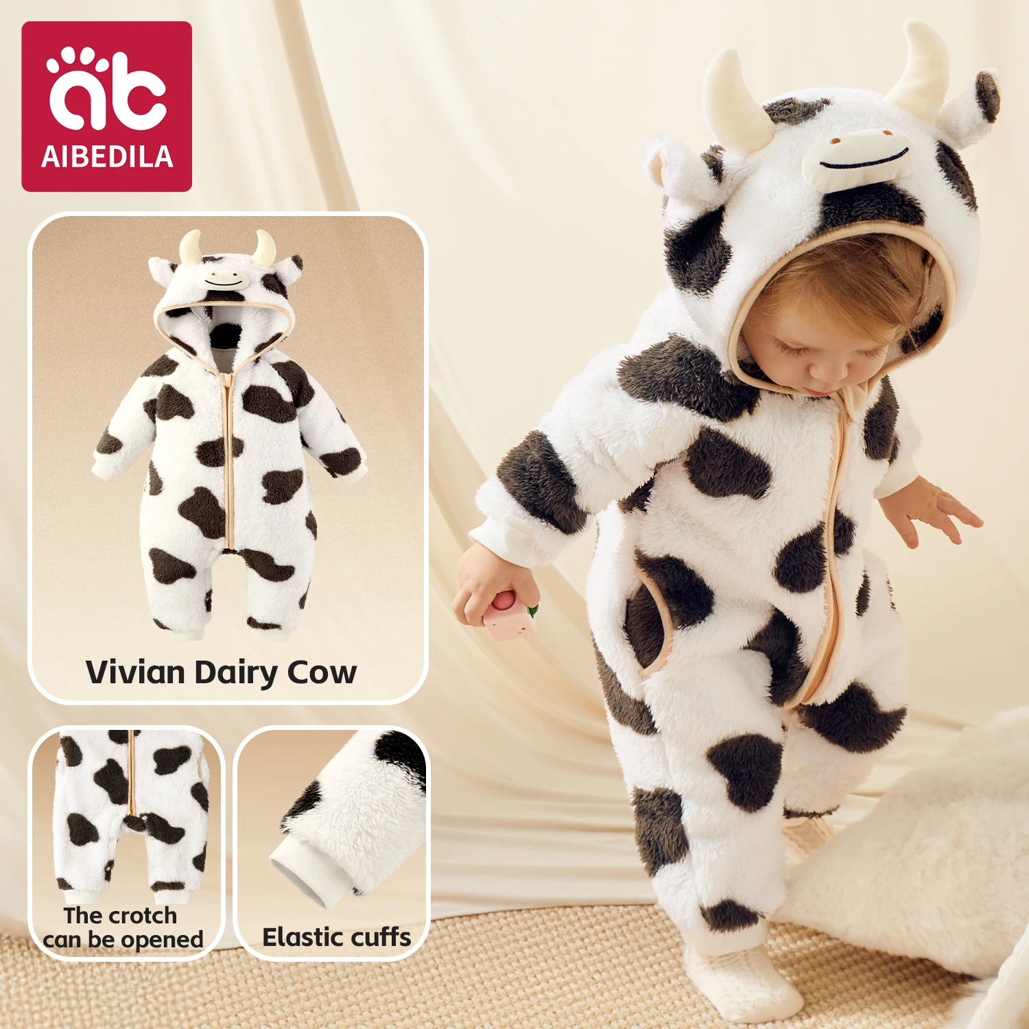 Baby Animal Costume Pajamas - Cute Cartoon Zipper Jumpsuit for Newborn Boys Girls Winter Warm Infant Romper Sleepwear 1-3Y - Image 9