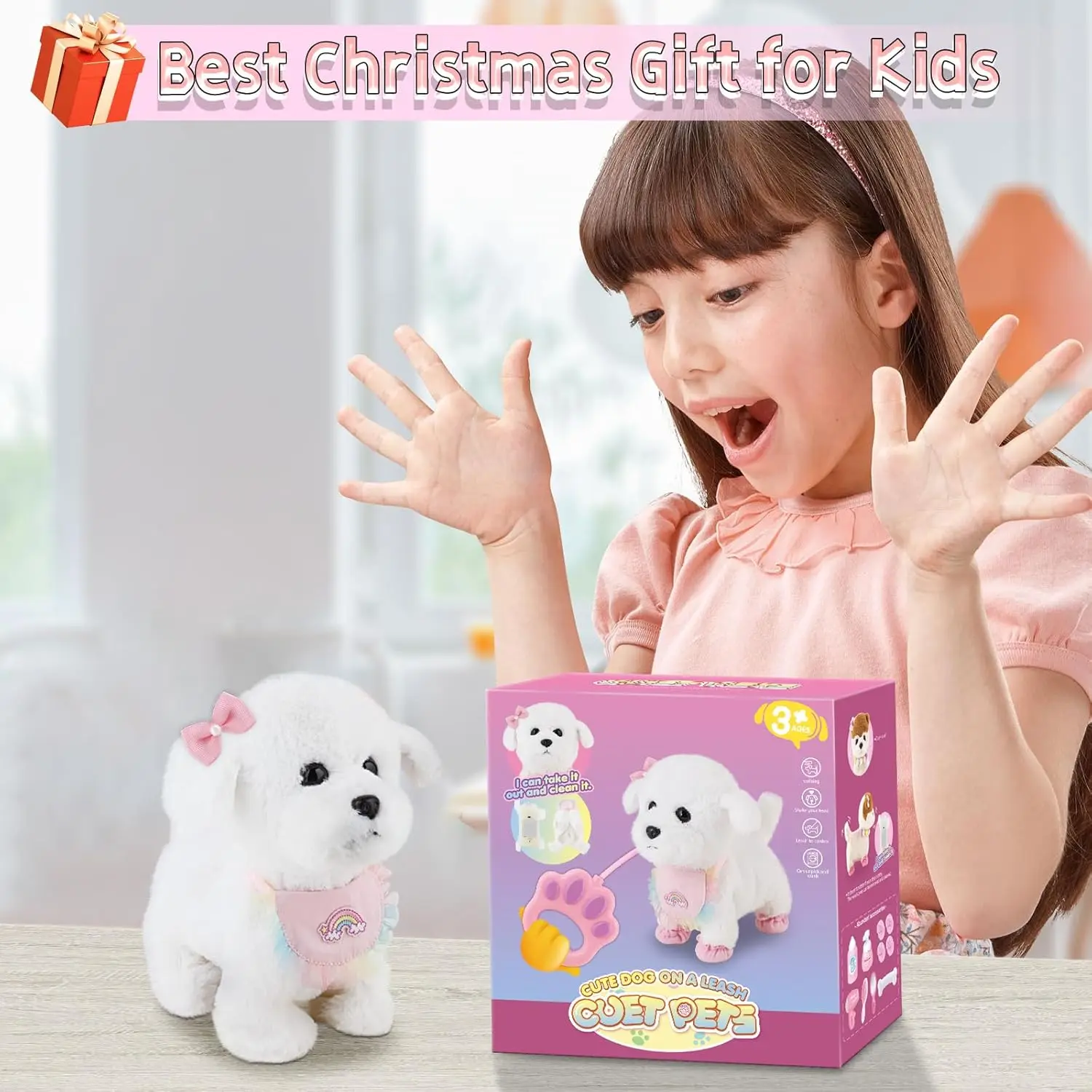 Interactive Stuffed Puppy Toys That Walk&Bark, Walking Dog Toy for Kids with Leash, Remote Control, Girls&Boys Aged 3+ GIFT - Image 6