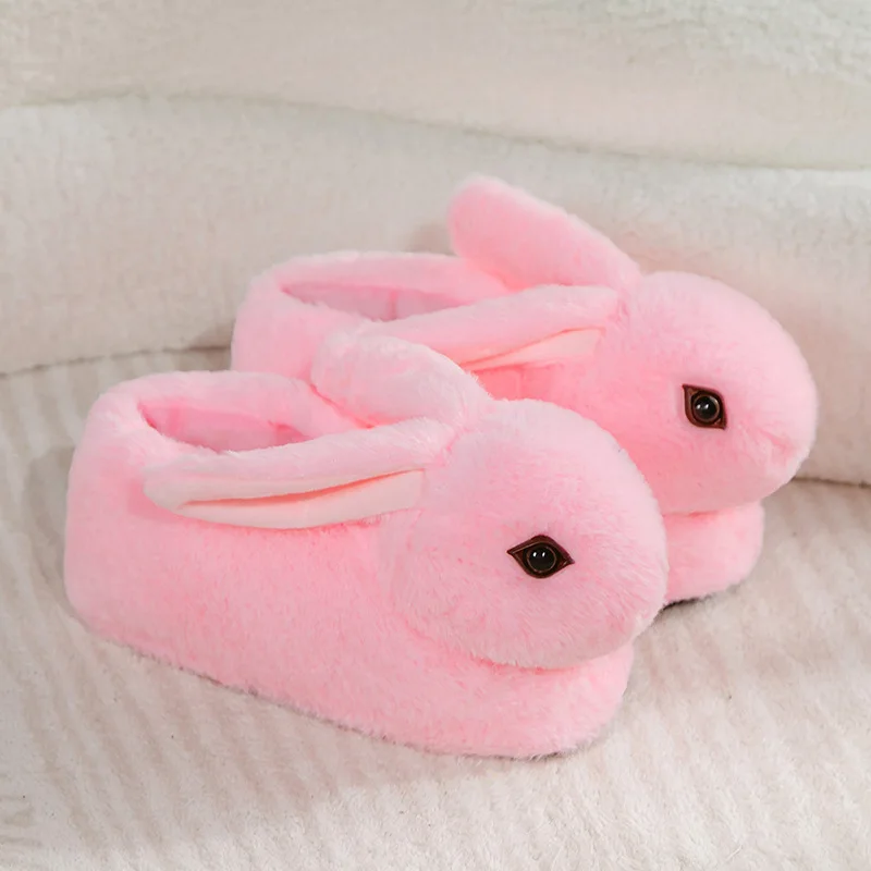 Cute Rabbit Slippers Women Cartoon Bunny Shoes Warm Faux Fur Soft Sole Girls Indoor Home Floor Slipper Funny House Footwear - Image 3