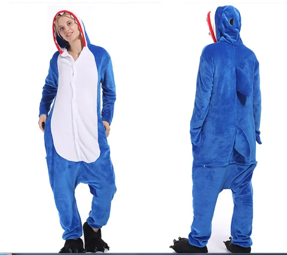 Cartoon One-piece Pajamas Men's and Women's Flannel Animal One-piece Pajamas Cosplay Clothing Clothing Home Clothing - Image 4