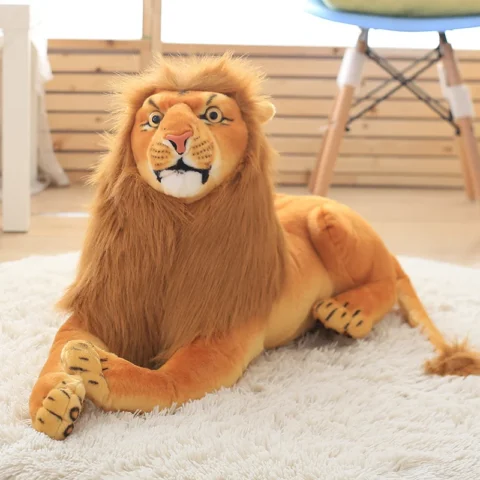 3D Simulation Lion Plush Toys Stuffed Animal Doll  Huggable Kids Toy Christmas Halloween Birthday Gift For Children Home Decor