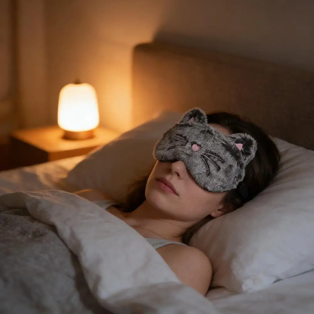 Sleeping Eye Mask Soft Plush Plush Eye Mask Funny Animal Design Lightproof Mask for Travel - Image 4