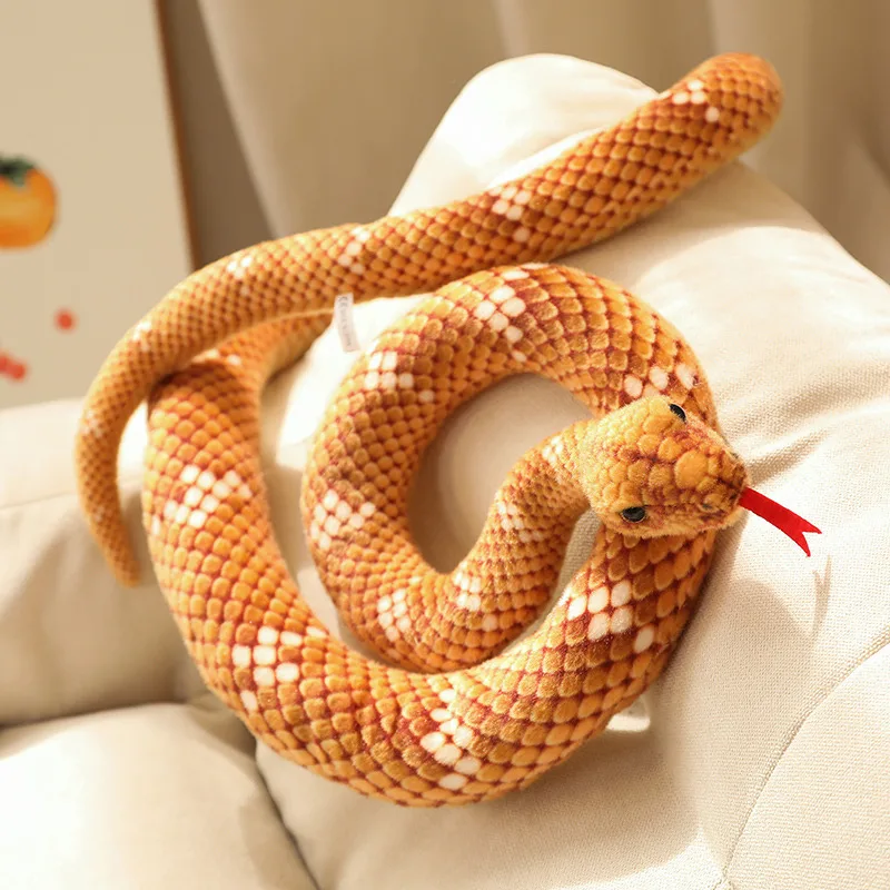 2M/3M Real Life Snake Plush Toy Giant Piebald Snake Stuffed Long Snake Plush Brown Yellow Green Creative Decor Gift - Image 2