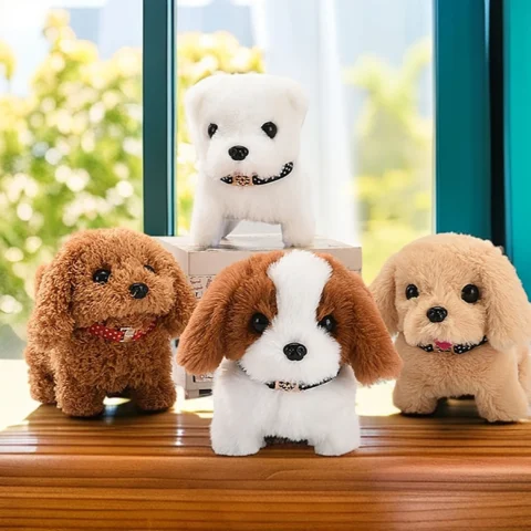 Simulated plush electronic dog, robotic dog, electronic pet that walks and barks, electric puppy toy, holiday gift