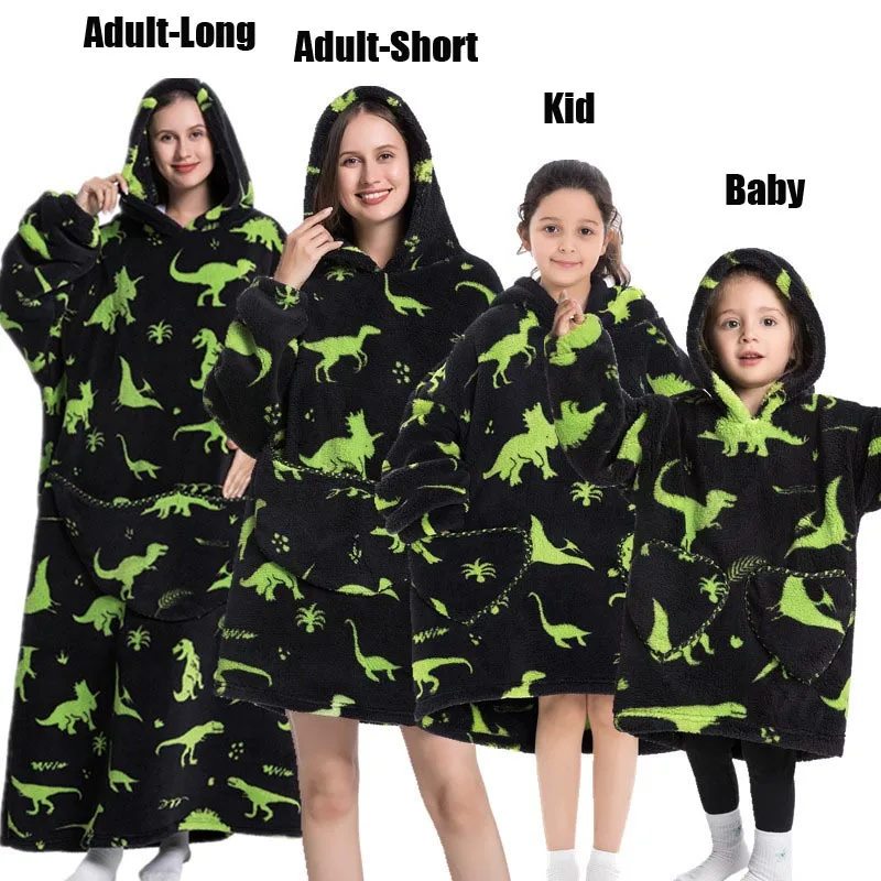 Plush Fleece Family Matching Hoodie Girl Sweatshirt Homewear Men Women Children Thick Pullover Oversize Winter Sherpa Blanket - Image 3