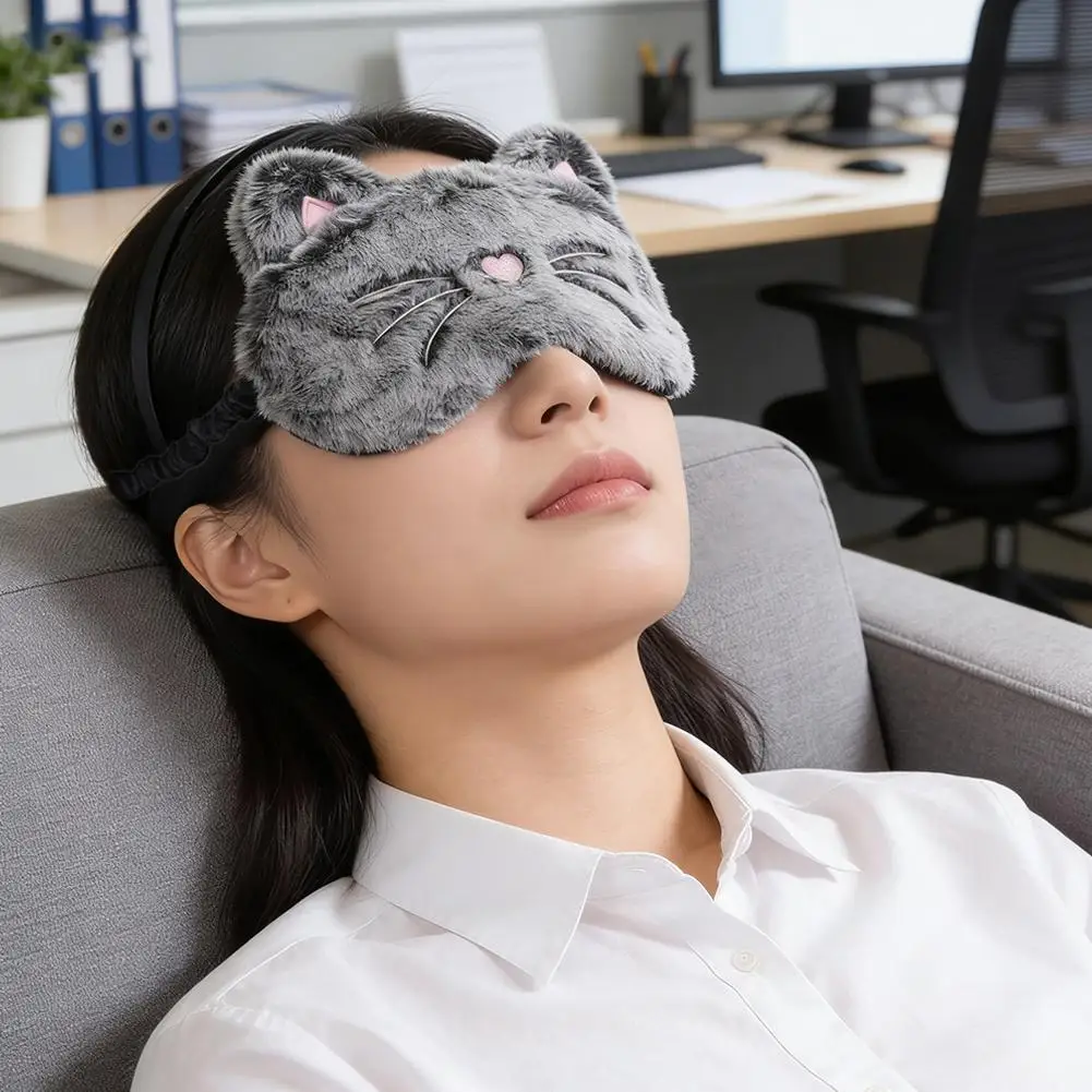Sleeping Eye Mask Soft Plush Plush Eye Mask Funny Animal Design Lightproof Mask for Travel - Image 3