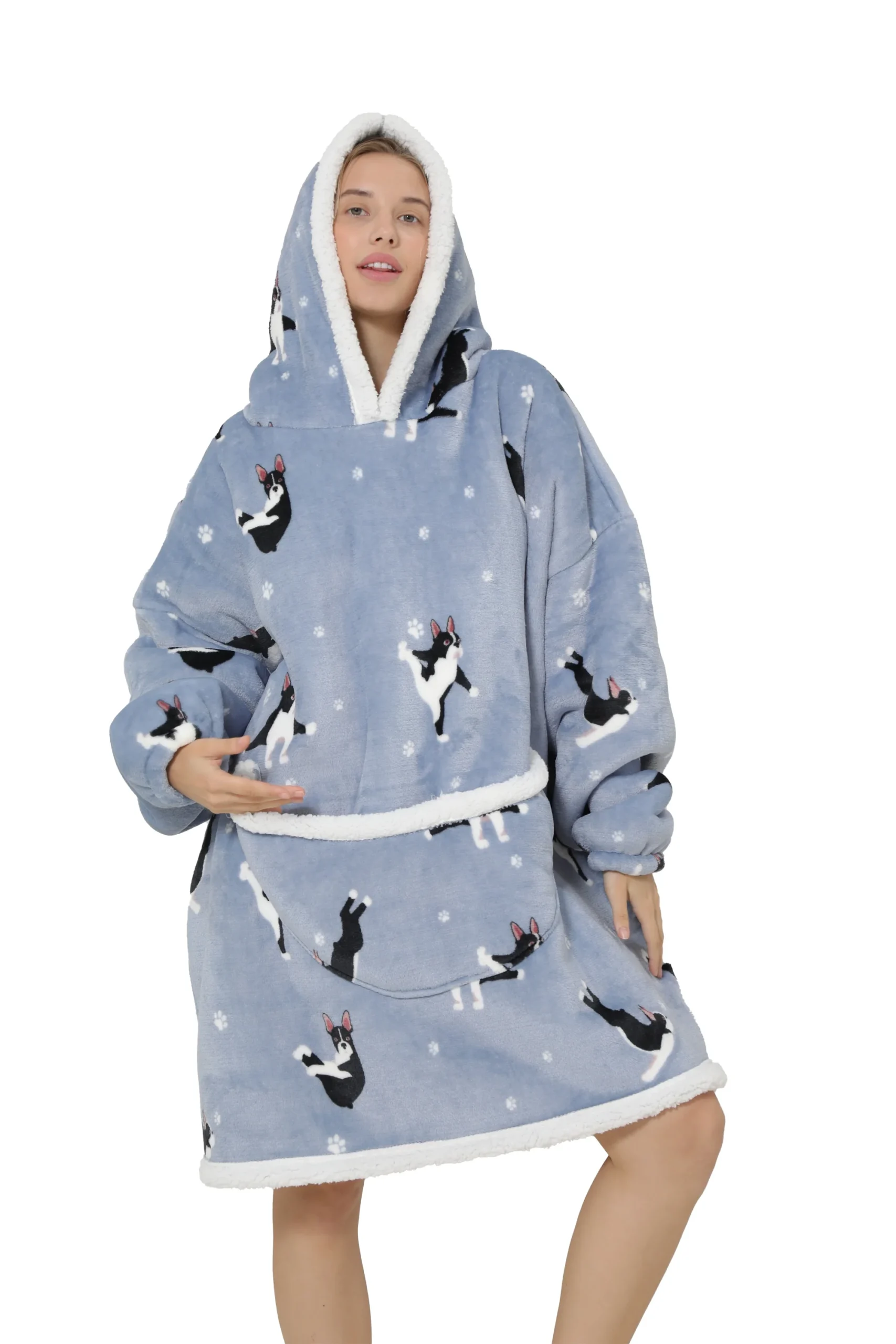 Oversized Wearable Hoodie Warm Flannel Sherpa Blanket Hoodie for Winter Men Women Pullover TV Sweatshirt - Image 21