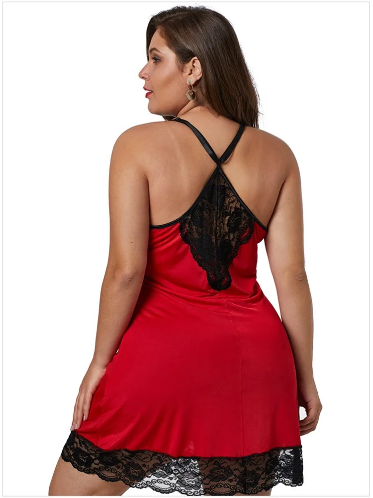 8XL Plus Size Sexy Lace Nightgown for Women Summer Pajamas Dress V Neck Bodydoll Sleeveless Nightdress Plumpy Female Homewear - Image 4