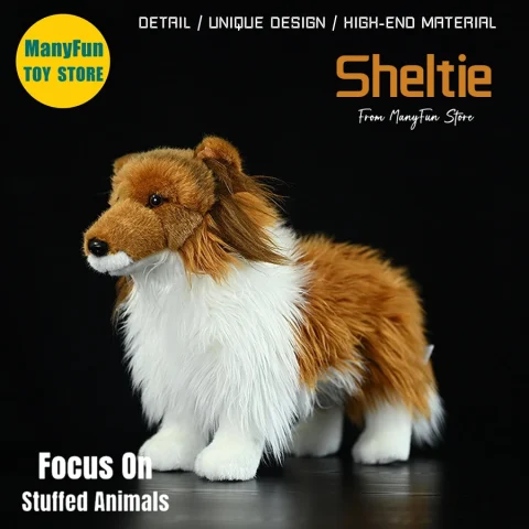 Sheltie Dog Plush Toy – Realistic Shetland Sheepdog Stuffed Animal, Soft Rough Collie Plush Doll