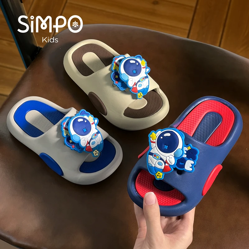Cute Spaceman Slippers With Rotating Charms Lightweight Thick Sole Breathable Soft Sole Open Toe Slip On Children's Sandals - Image 2