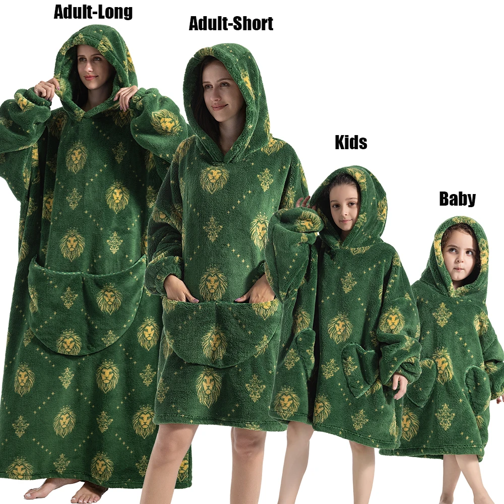 Plush Fleece Family Matching Hoodie Girl Sweatshirt Homewear Men Women Children Thick Pullover Oversize Winter Sherpa Blanket - Image 13