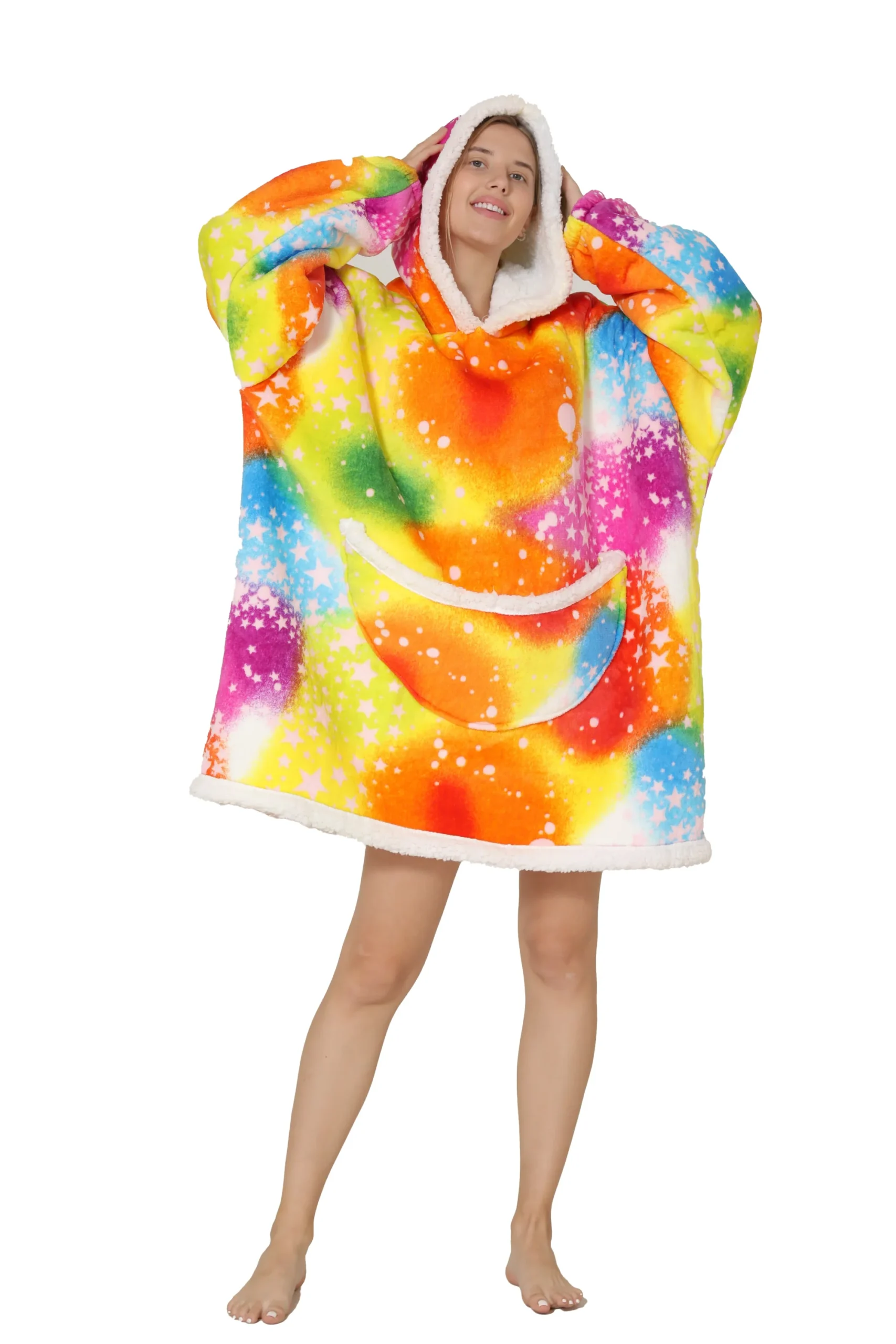 Oversized Wearable Hoodie Warm Flannel Sherpa Blanket Hoodie for Winter Men Women Pullover TV Sweatshirt - Image 14
