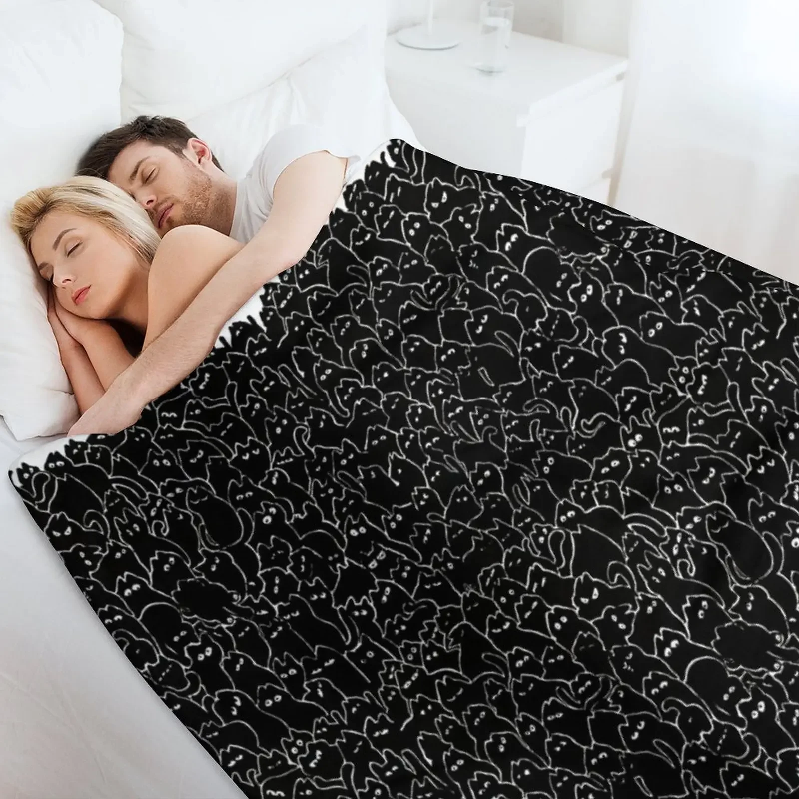Fat black cats pattern Throw Blanket Flannel Fleece Soft Warm Throw Blanket - Image 4