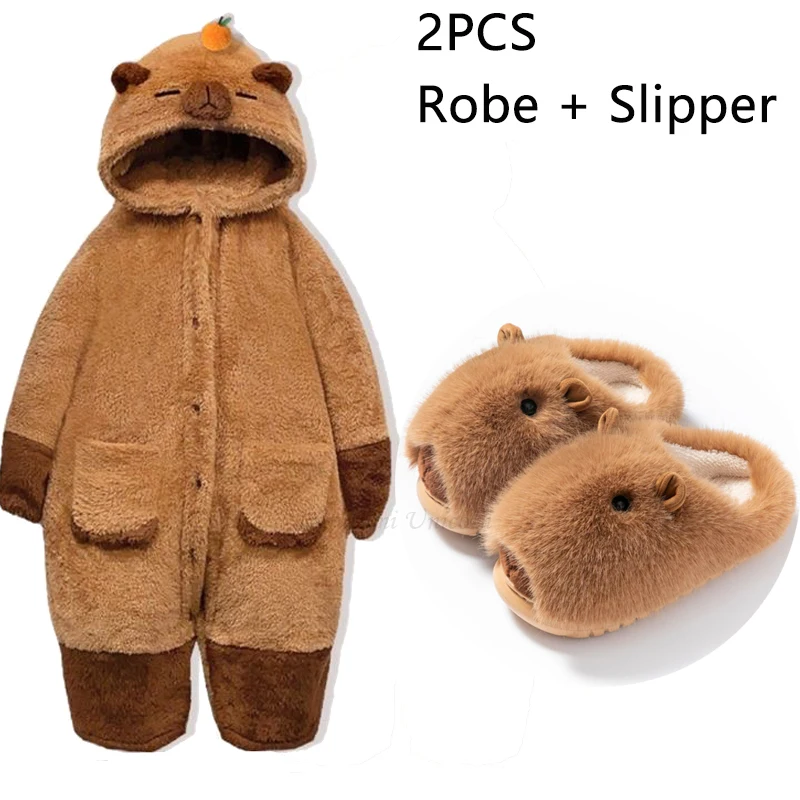 Capybara Women's Pajamas Set Sleepwear Cosplay Unicorn Kigurumi Costume Robes and Pants Slipper Backpack Anime Nightgown Hooded - Image 7