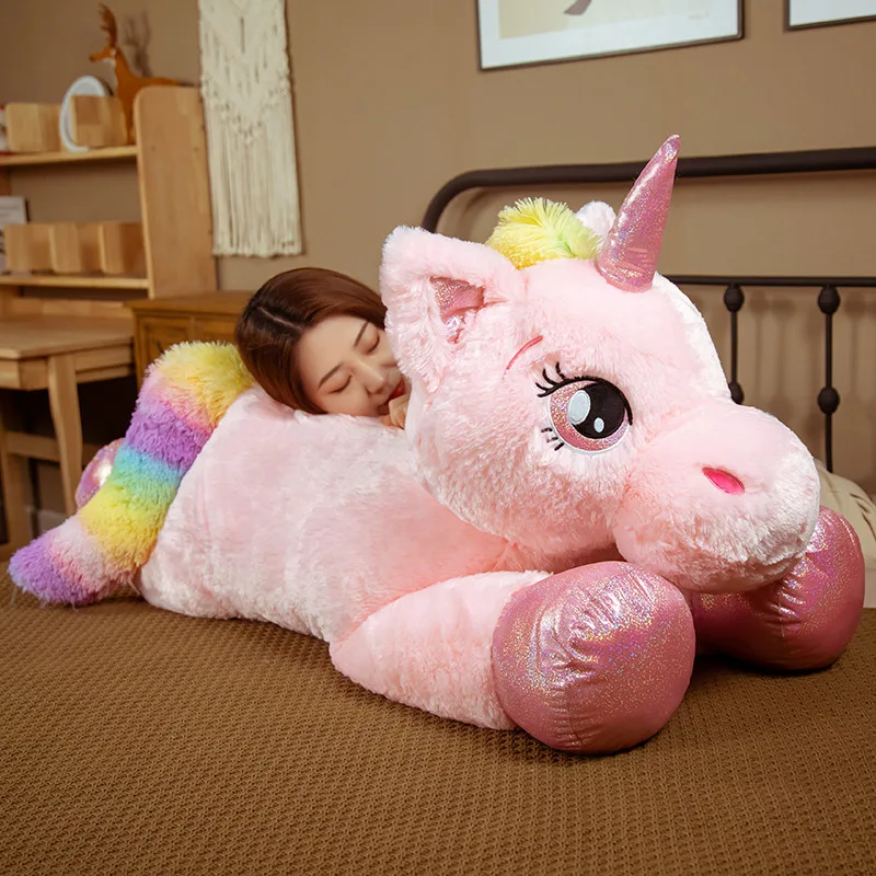 1Pcs 45/60/80/100cm Kawaii Giant Unicorn Plush Toy Soft Stuffed Plush Doll Colorful Horse Toys For Children Girl Birthday Gifts - Image 3